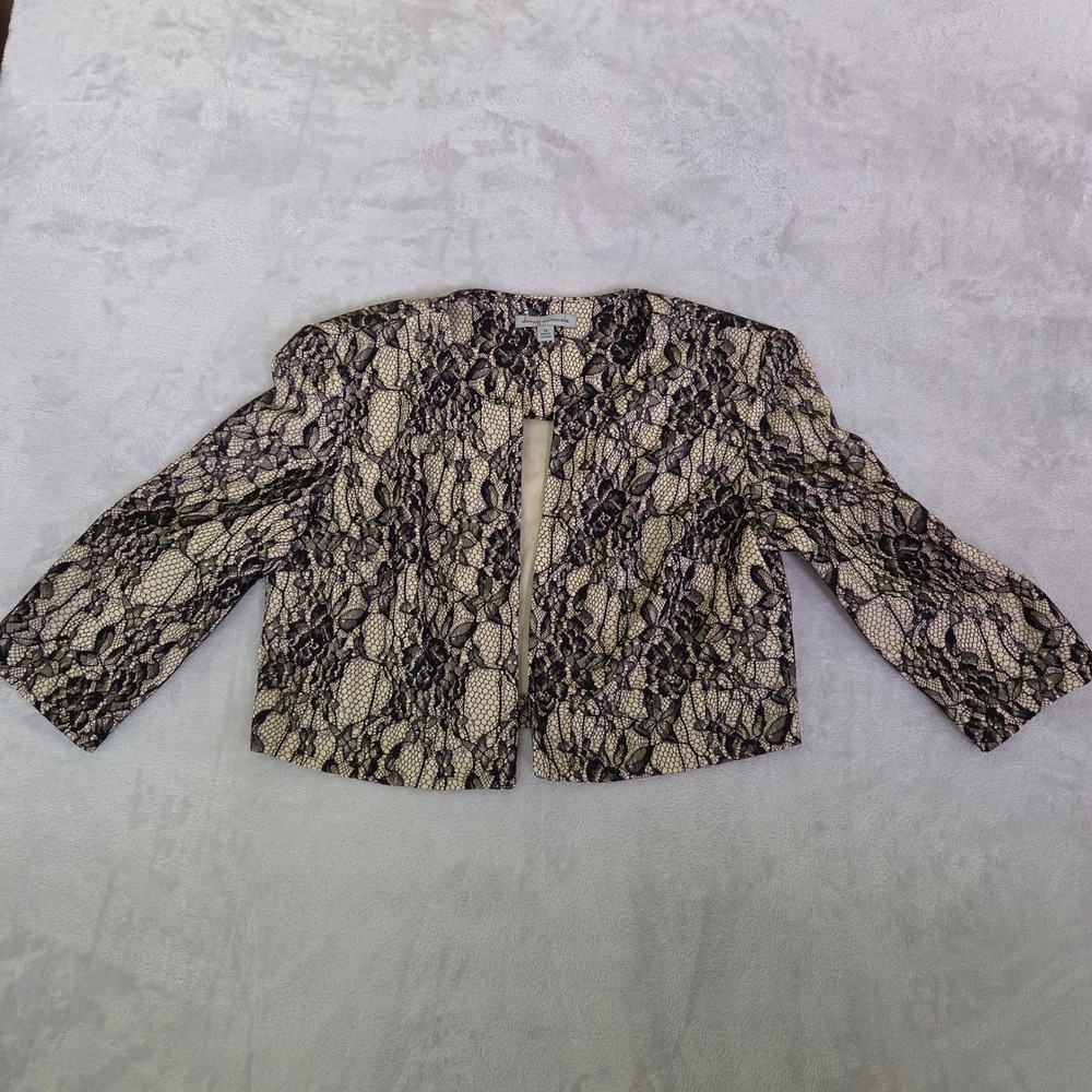 Black Cream Floral Lace Cropped Bolero Jacket Shrug Whimsigoth Dark Romantic 14
